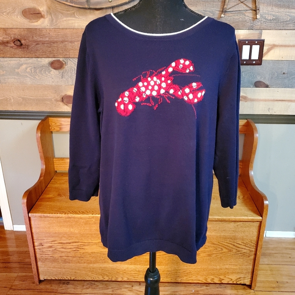 Talbots Navy Blue with Lobster Sweater